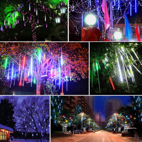 30cm 8 barres lumineuses lampe de douche de météore, 17 LED lumières luminescentes bâton pour Noël (lumière bleue) SH12601079-012