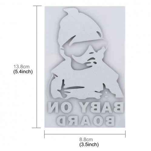 Autocollant en vinyle pour bébé, modèle à bord, Taille: 20cm x 13cm (Noir) SH280B1420-04