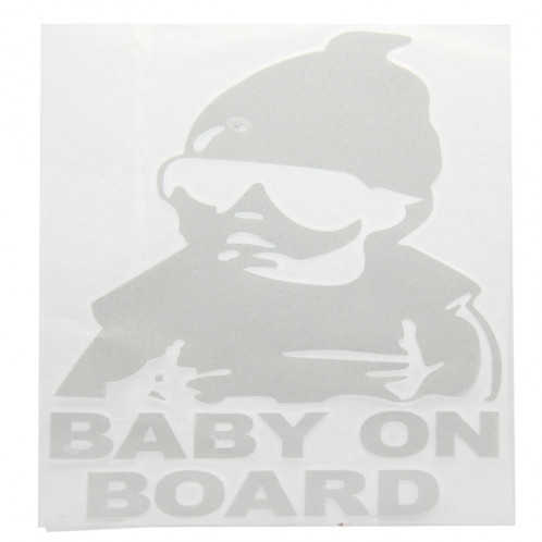 Autocollant pour voiture en vinyle, motif bébé à bord, taille: 20cm x 13cm (blanc) SH12801604-03