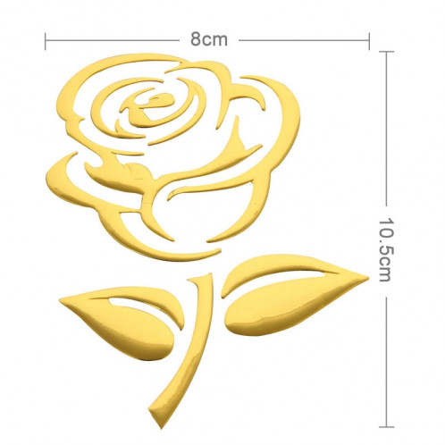 Autocollant de voiture motif 3D Rose, taille: 10,5 cm x 8 cm (environ) (or) SH285C1101-04