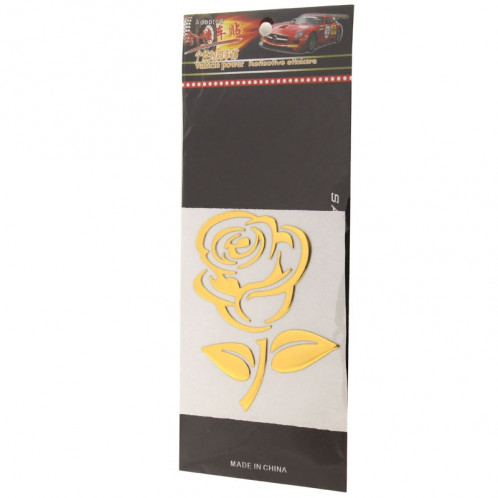 Autocollant de voiture motif 3D Rose, taille: 10,5 cm x 8 cm (environ) (or) SH285C1101-04