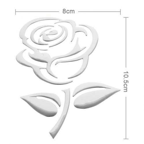 Autocollant de voiture motif 3D Rose, taille: 10,5 cm x 8 cm (environ) (argent) SH285D1929-04