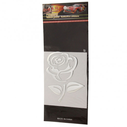 Autocollant de voiture motif 3D Rose, taille: 10,5 cm x 8 cm (environ) (argent) SH285D1929-04