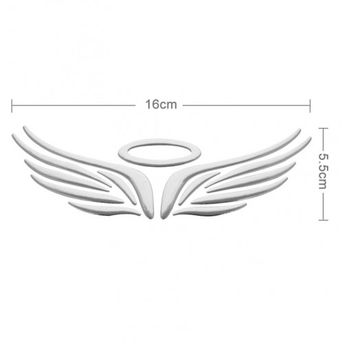 Autocollant de voiture motif ange ailes 3D, taille: 16 cm x 5,5 cm (environ) (argent) SH285K414-04