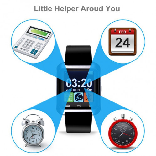 U80 Bluetooth Santé Smart Watch 1.5 pouces écran LCD pour téléphone portable Android, appel téléphonique de soutien / musique / podomètre / moniteur de sommeil / Anti-perdu (rouge) SH331R1675-016