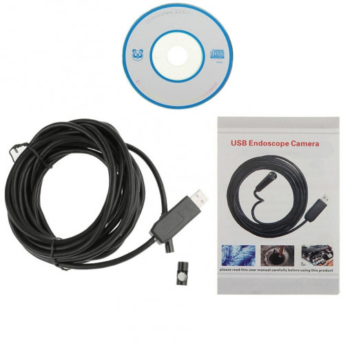 Caméra d'inspection de tube de serpent endoscopique USB étanche avec 6 LED pour pièces de téléphone portable Android à fonction OTG, longueur: 5 m, diamètre de la lentille: 7 mm (noir) SH0661957-08
