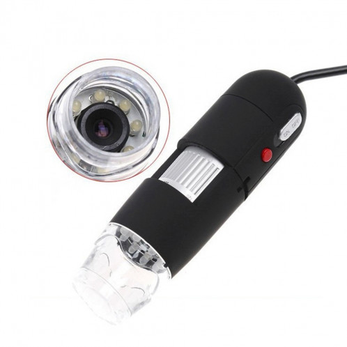 Microscope numérique USB 2.0X Mega Pixels 800X avec 8 LED lumière blanche / support (noir) SH40771122-06