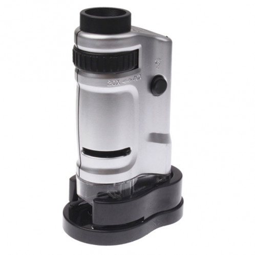 Microscope de poche à objectif avec grossissement de 20X 40X avec lumière LED (Argent) SH41451945-010