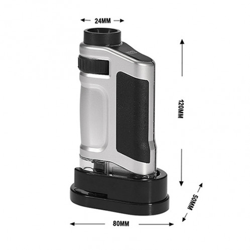 Microscope de poche à objectif avec grossissement de 20X 40X avec lumière LED (Argent) SH41451945-010