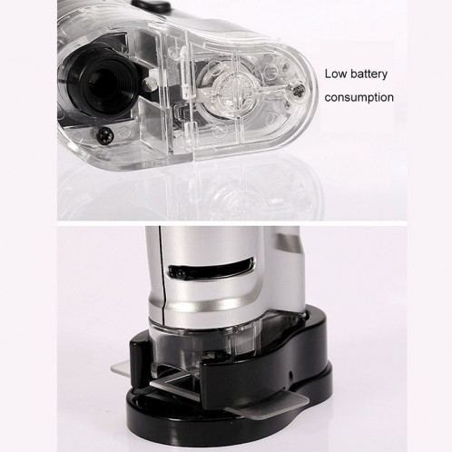 Microscope de poche à objectif avec grossissement de 20X 40X avec lumière LED (Argent) SH41451945-010