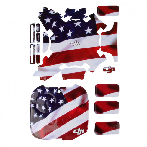 US Flag Pattern 4D imitation de fibre de carbone PVC Kit d'autocollant de résistance à l'eau pour DJI Phantom 3 Quadcopter & Remote Controller & Battery SH250B16-04