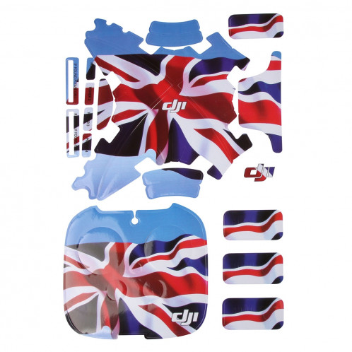 Kit drapeau britannique 4D imitation fibre de carbone PVC Résistance à l'eau Kit pour DJI Phantom 3 Quadcopter & Télécommande & Batterie SH250D512-04