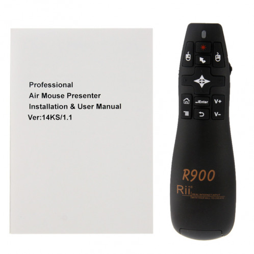 2.4G Wireless Presenter Pointeur Laser Fly Souris Rii Professionnel Air Mouse R900 pour HTPC / Android TV BOÎTE / PS3 / XBOX360 / Tablet PC (K14 R900) (Noir) S220561810-08