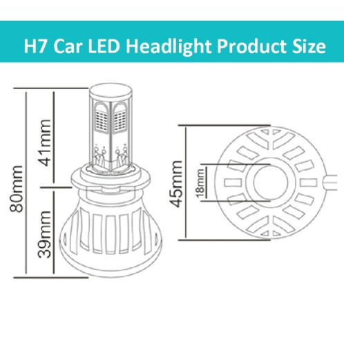 2 PCS H7-5HL-40W 4000lm / 6000K phare de voiture LED, lumière blanche, DC 9-36V SH0283617-012