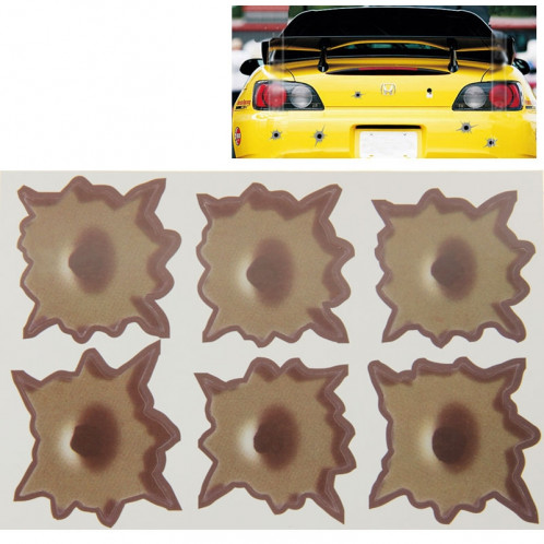Autocollant 3M de voiture de décoration de trou de balle d'anti-éraflure de 6 PCS, taille: 4cm x 4cm SH14351468-05