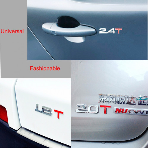 Décalque universel 3D autocollant de badge en métal chromé 1.6T de voiture autocollant d'identification de déplacement de gaz de remorque, taille: 8.5x2.5 cm SH050A1190-03