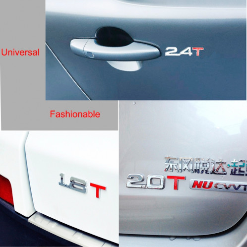 Décalque universel 3D autocollant de badge en métal chromé 1.8T de voiture autocollant d'identification de déplacement de gaz de remorque, taille: 8.5x2.5 cm SH050B1754-03