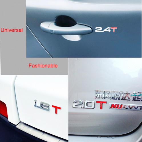 Décalque universel de gaz décalé par autocollant de badge d'auto-collant de voiture en métal chromé 2.5T de décalque universel 3D, taille: 8,5x2,5 cm SH050F1612-03