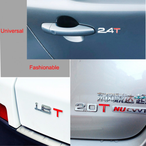 Décalque universel de gaz en métal chromé 2.8T emblème de voiture autocollant de voiture autocollant d'identification de déplacement de gaz de remorque, taille: 8.5x2.5 cm SH050G1875-03
