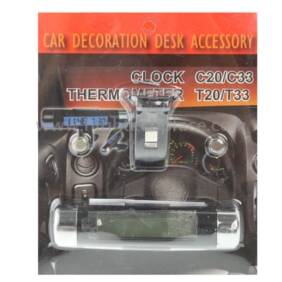 Bureau de décoration de voiture Écran LCD Horloge et thermomètre avec rétro-éclairage bleu SB30483-08