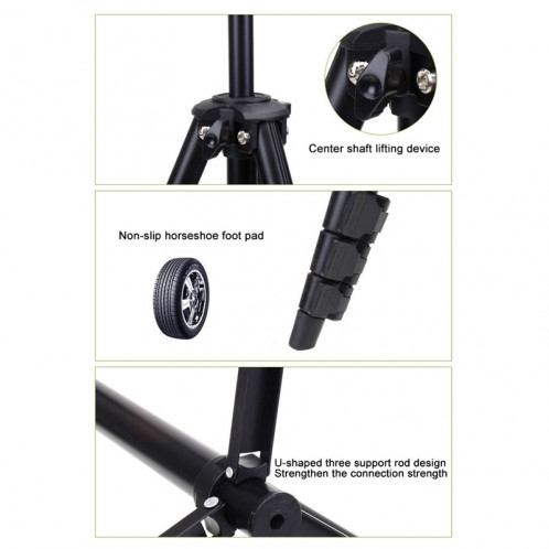 YUNTENG VCT-681 Reflex / Appareils photo numériques de 138 cm, support pour trépied, pattes en aluminium pliables en 4 sections, compatible avec les modèles Canon / Nikon / Panasonic / Pentax / Casio / Sony / Fuji SH0130409-010