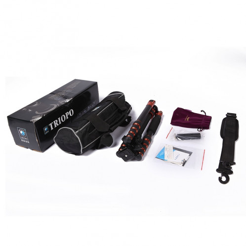 Trépied Portable ajustable en fibre de carbone Triopo GT-2505x8.C avec rotule B-1 en aluminium pour appareil photo Canon Nikon Sony DSLR (Noir) ST419A1691-06