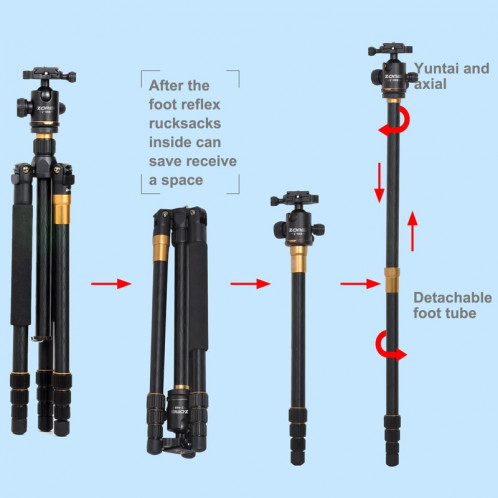 Trépied en alliage de magnésium de voyage professionnel de ZOMEI Z688 Portable professionnel avec la rotule pour appareil photo numérique SZ23031386-011
