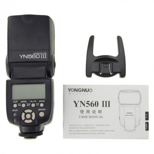 YN-560 III Flash Speedlite sans fil Ultra-longue portée avec sabot métallique pour appareil photo reflex numérique Canon / Nikon / Pentax / Olympus (noir) SY0303658-014