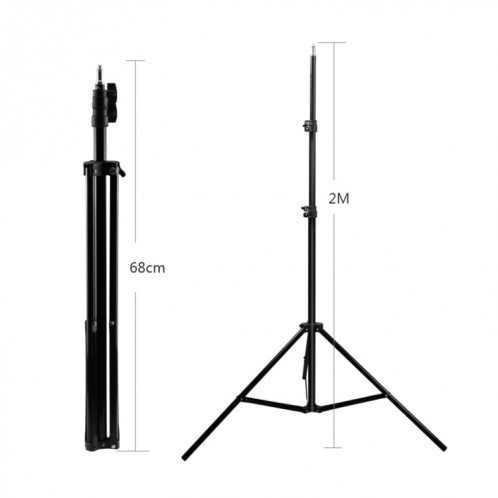 Support d'éclairage en aluminium de photographie professionnelle de 68cm-200cm de hauteur pour la lumière de flash de studio (noir) SH1509645-010