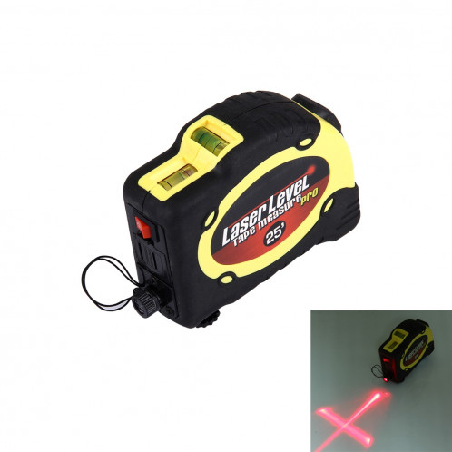 Niveau laser avec ruban à mesurer Pro (25 pieds) et clip de ceinture / peuvent être fixés au trépied (jaune) SH0208982-010