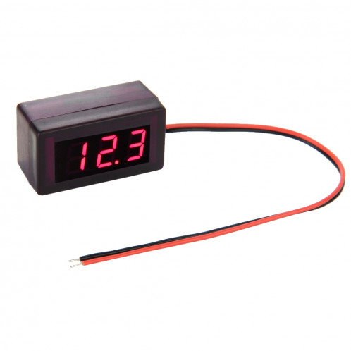 V42D Compteur de panneau de tension numérique mini avec affichage de lumière rouge à fils, mesurez la tension: DC DC 1.7-25V SH537R288-03