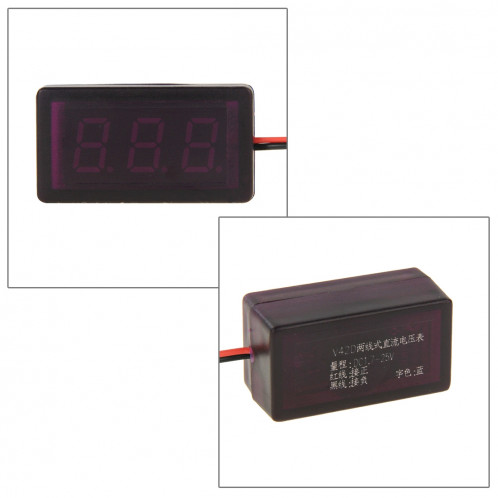 V42D Compteur de panneau de tension numérique mini avec affichage de lumière rouge à fils, mesurez la tension: DC DC 1.7-25V SH537R288-03