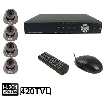 Kit enregistreur vidéo numérique 4 canaux (CCD Sony 1/3, 420TVL, 24 LED IR, objectif 6mm, Distance IR: 25m, H.264 (8204EV + 622A) SH110A1098-012