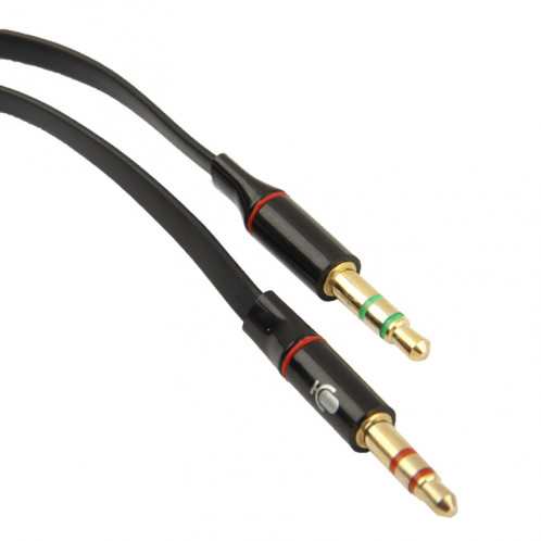 3.5mm Femelle à 3.5mm Mâle Microphone Jack + 3.5mm Mâle Écouteur Jack Câble Adaptateur (Noir) S3-307710-04