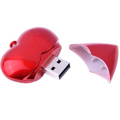 Disque flash USB 2.0 style coeur de 2 Go (rouge) SH12021693-06