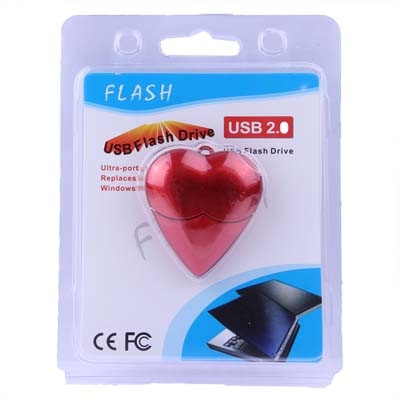 Disque flash USB 2.0 style coeur de 2 Go (rouge) SH12021693-06