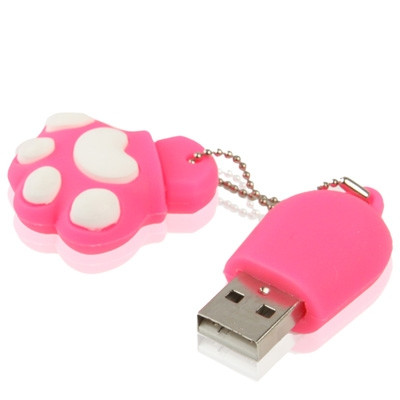 Disque flash USB 2.0 en silicone avec patte anti-poussière en forme de patte de 16 Go (prune rouge) SH15511408-06