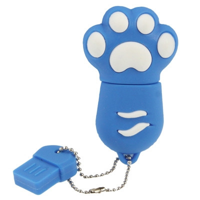 Disque flash USB 2.0 en silicone avec patte anti-poussière en forme de patte de 4 Go (bleu) SH1557737-06