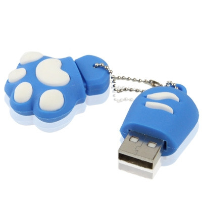 Disque flash USB 2.0 en silicone avec patte anti-poussière en forme de patte de 4 Go (bleu) SH1557737-06