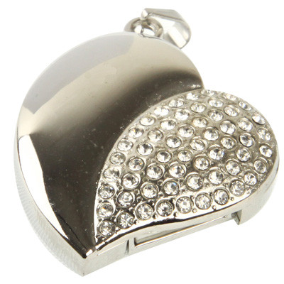 Argent disque en forme de coeur diamant bijoux USB Flash, spécial pour les cadeaux de Saint Valentin (2 Go) SS196A1990-06
