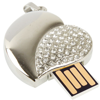 Argent disque en forme de coeur en forme de diamant disque flash USB, spécial pour les cadeaux de la Saint-Valentin (8 Go) SS196C1475-06