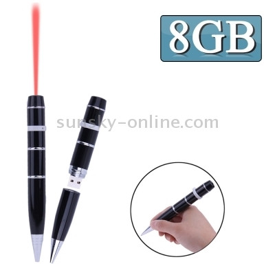 Disque flash USB de style stylo laser 3 en 1, 8 Go (Noir) SH2024568-07