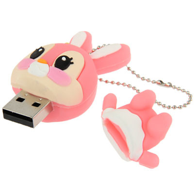 Disque flash USB 2.0 en silicone de style lapin de dessin animé, spécial pour tous les types de cadeaux du Festival Festival ， Pink (2GB) SH283A1373-05