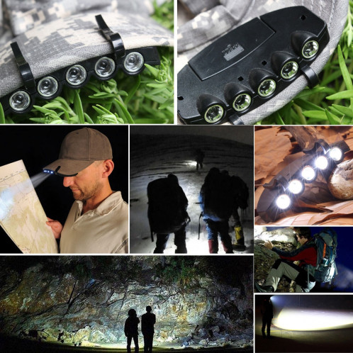 Ampoule Torche HeadLamp Head Light, 5 LED White Light, pour la pêche en plein air Camping Chasse (Noir) SH311B402-09