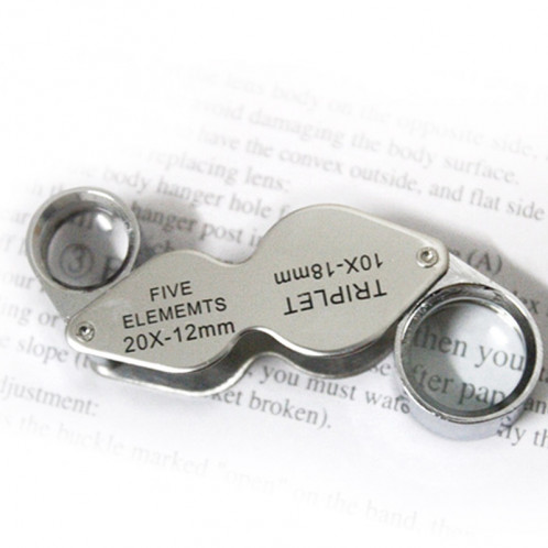 10X 20X loupe de lecture de loupe de bijoux portable et rotatif à la main (MG22181) (Argent) SH00051388-07