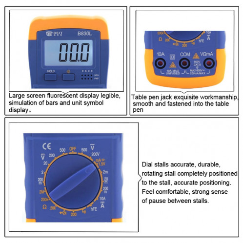 BEST BST-B830L 9V LCD Multimètre Numérique D'Affichage SB05211455-09