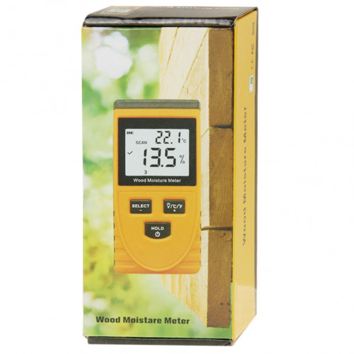 Humidimètre numérique à bois avec écran LCD (orange) SH905E1901-08