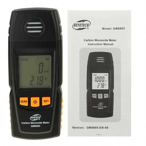 Appareil de contrôle de détecteur de mètre de détecteur de moniteur de monoxyde de carbone CO de moniteur d'affichage à cristaux liquides BENETECH GM8805, plage de mesure: 0-1000ppm (noir) SB52561736-07