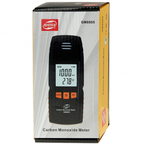 Appareil de contrôle de détecteur de mètre de détecteur de moniteur de monoxyde de carbone CO de moniteur d'affichage à cristaux liquides BENETECH GM8805, plage de mesure: 0-1000ppm (noir) SB52561736-07