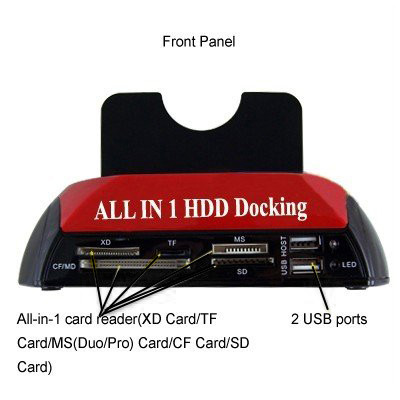 All in 1 Station d'accueil HDD SATA / IDE 2,5 pouces / 3,5 pouces avec lecteur de carte et concentrateur SA35151944-07
